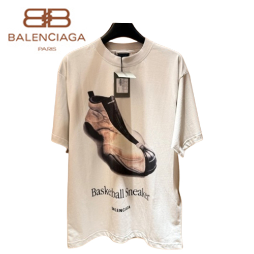 BALENCIAGA-03188 발렌시아가 화이트 프린트 장식 티셔츠 남여공용