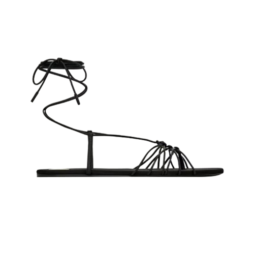 SAINT LAURENT-820656 생 로랑 블랙 램스킨 babylone 샌들
