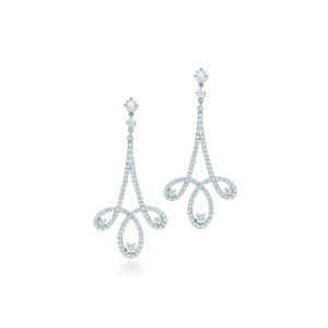 TIFFANY AND CO-TC004 티파니앤코 인챈트 다이아몬드 세팅의 플래티늄 스크롤 이어링