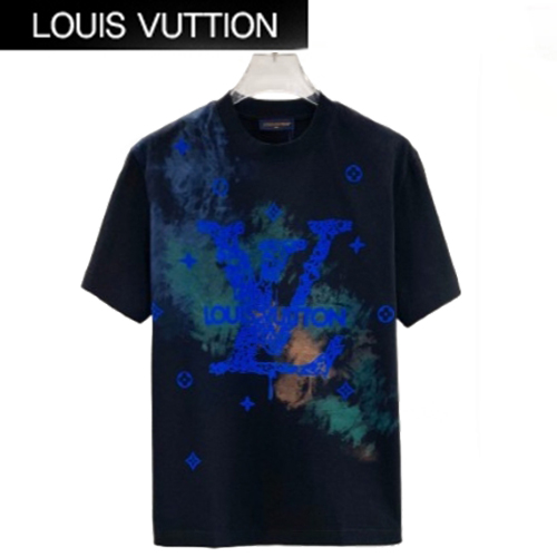 LOUIS VUITTON-032712 루이비통 블랙 LV 시그니처 아플리케 장식 티셔츠 남여공용