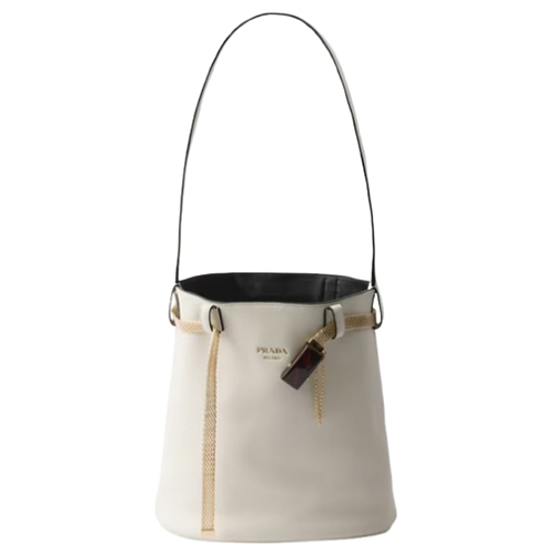 [스페셜오더]PRADA-1BE085 프라다 화이트 주얼리 벨트 버클 버킷 백