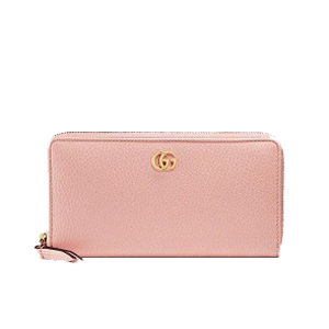 GUCCI-456117 5909 구찌 더블 G 메탈 디테일 라이트 핑크 지퍼 장 지갑