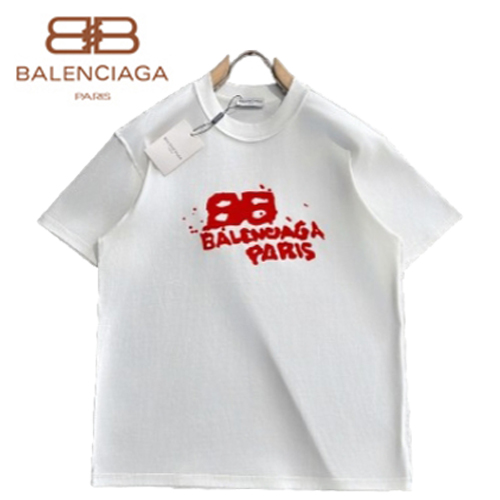 BALENCIAGA-062614 발렌시아가 화이트 프린트 장식 티셔츠 남성용