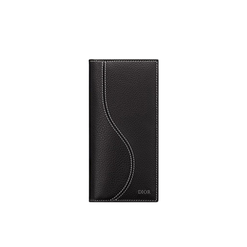 [스페셜오더]DIOR-2ADBC33 디올 블랙 송아지 가죽 Saddle 버티컬 장지갑