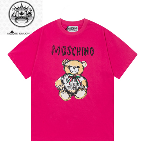 MOSCHINO-040115 모스치노 핫핑크 프린트 장식 티셔츠 남여공용