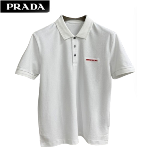 PRADA-031813 프라다 화이트 코튼 폴로 티셔츠 남성용