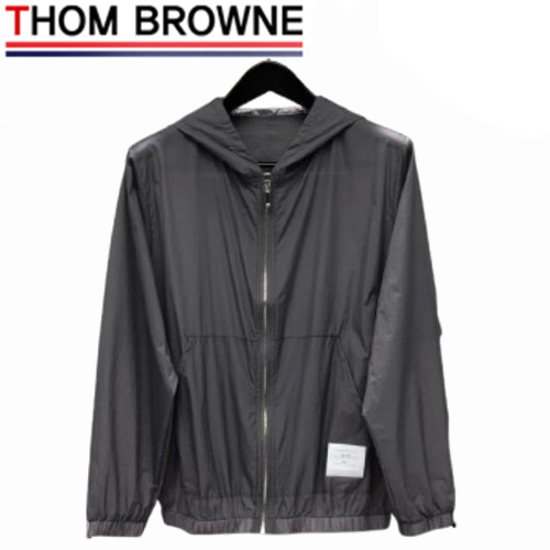 THOM BROWNE-081115 톰 브라운 다크 그레이 나일론 바람막이 후드 재킷 남성용
