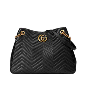 GUCCI-453569 1000 구찌 [GG Marmont] 마몽 마틀라세 더블G메탈 미디엄 체인 숄더백 블랙