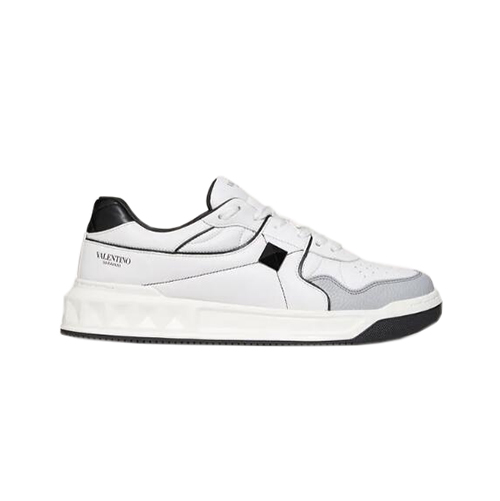 VALENTINO-WY2S0E 발렌티노 화이트 송아지 가죽 ONE STUD 로우탑 스니커즈 남성용
