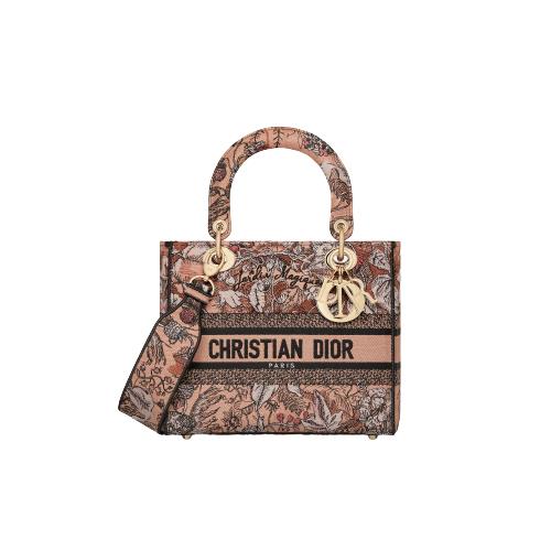 [스페셜오더]DIOR-M0565O 디올 파우더 핑크 Jardin Magique 자수 LADY D-LITE 미디엄 백