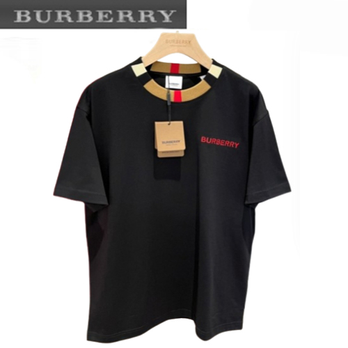 BURBERRY-03201 버버리 블랙 체크 디테일 티셔츠 남여공용