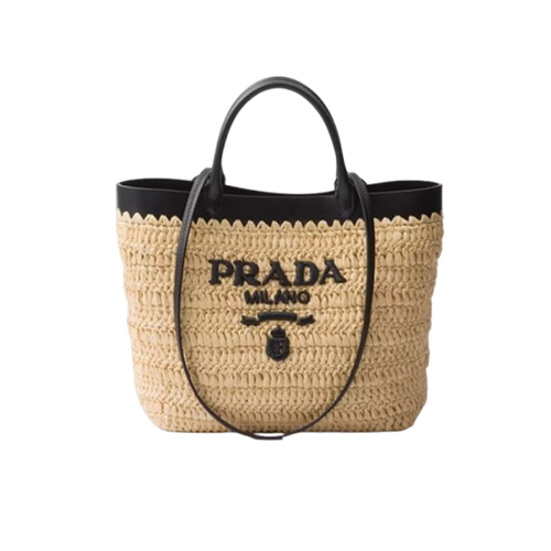 [스페셜오더]PRADA-1BG500 프라다 내추럴/블랙 스몰 크로셰 가죽 토트백