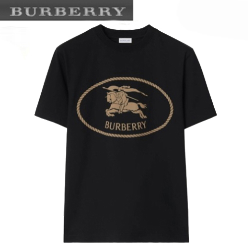 BURBERRY-81109531 버버리 블랙 나이트 스탬프 코튼 티셔츠 남여공용
