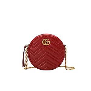 [스페셜오더]GUCCI-550154 6438 구찌 GG 마몽 레드 마틀라세 쉐브론 가죽 미니 라운드 숄더백