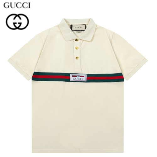GUCCI-04011 구찌 아이보리 Web 스트라이프 장식 폴로 티셔츠 남성용