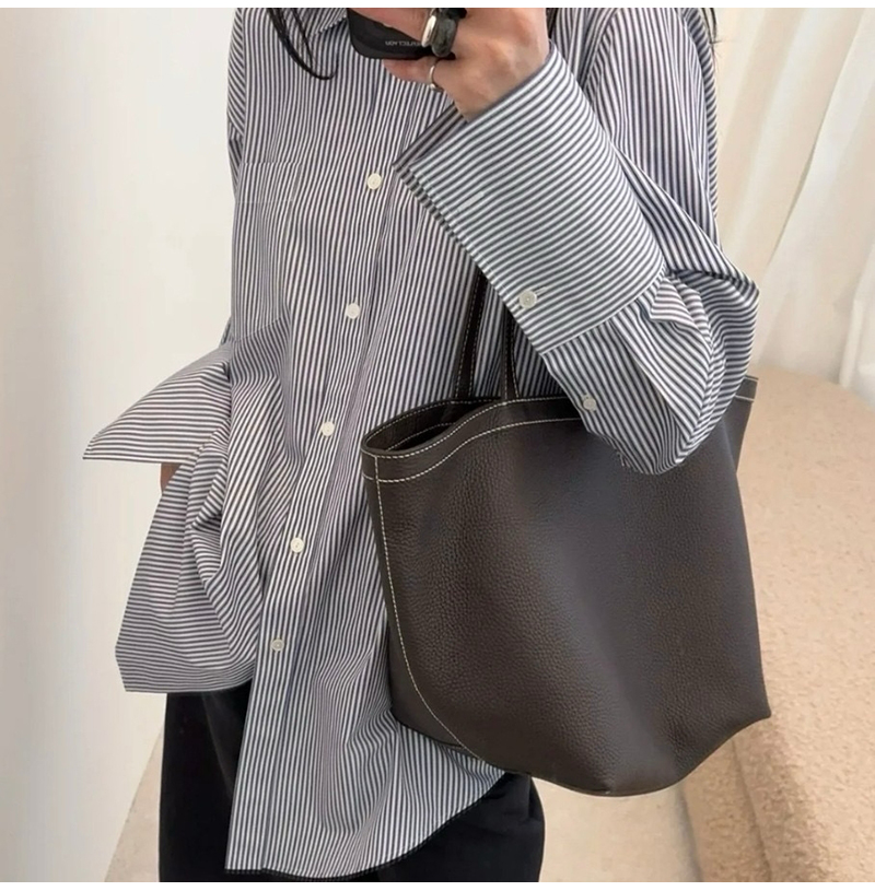 [스페셜오더]THE ROW-1854 더 로우 브라운 송아지 가죽 TR Park Tote Stitch 토트백 스몰