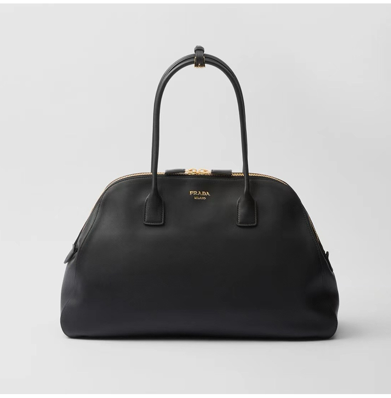 [스페셜오더]PRADA-1BG506 프라다 소프트 그레인 라지 토트백 금장 로고 블랙