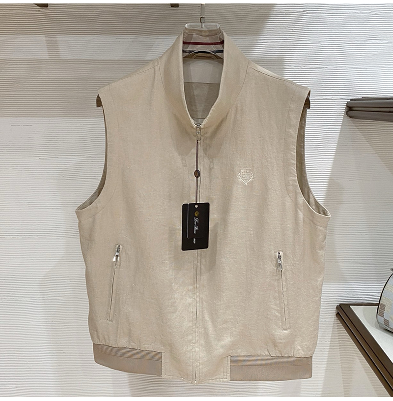 Loro Piana-03253 로로피아나 올드머니 스타일 LP 프리미엄 린넨 원단 조끼 베이지 남성용