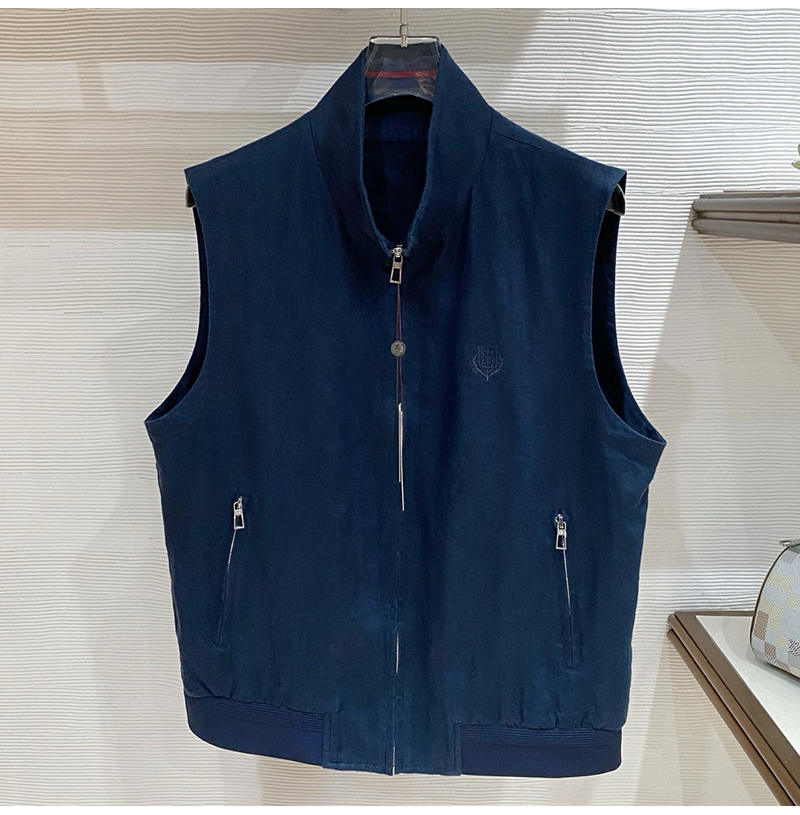 Loro Piana-03254 로로피아나 올드머니 스타일 LP 프리미엄 린넨 원단 조끼 네이비 남성용