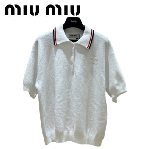 MIUMIU-07261 미우미우 화이트 코튼 폴로 티셔츠 여성용