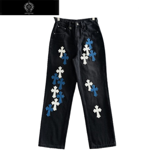 CHROMEHEARTS-06262 크롬하츠 블랙 십자가 아플리케 장식 청바지 남성용