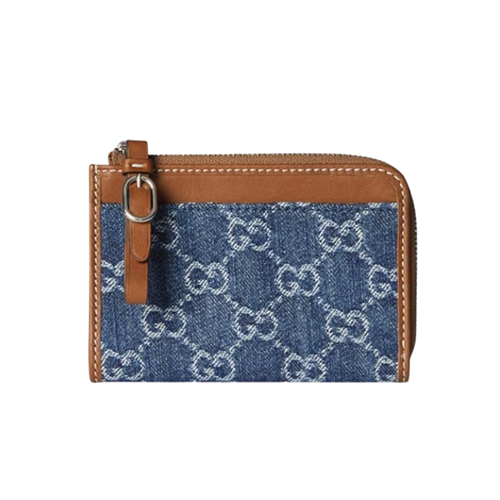 [스페셜오더]GUCCI-821804 4243 구찌 블루 데님 GG 엠블럼 지퍼 카드 케이스