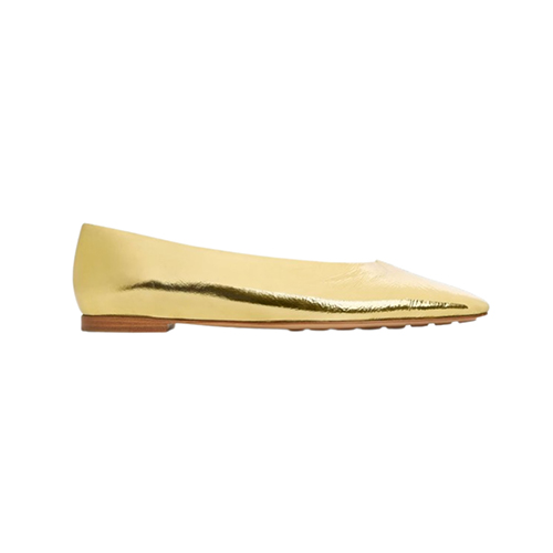 BOTTEGA VENETA-827545 보테가 베네타 골드 염소 가죽 소피아 발레리나