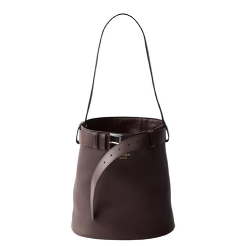 [스페셜오더]PRADA-1BE085 프라다 브라운 버클 벨트 가죽 버킷 백