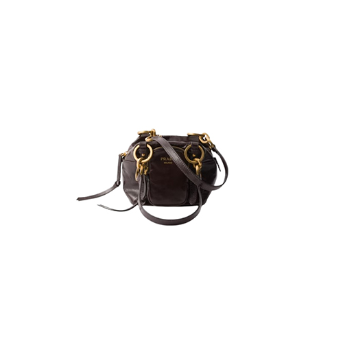 [스페셜오더]PRADA-1BB137 프라다 다크 브라운 댕글 가죽 탑 핸들 미니백