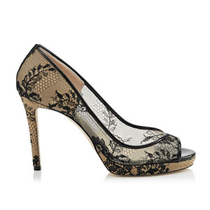 JIMMY CHOO-LUNA100 지미추 블랙 레이스 플랫폼 펌프 여성용