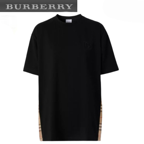 BURBERRY-03205 버버리 블랙 체크 디테일 티셔츠 남여공용