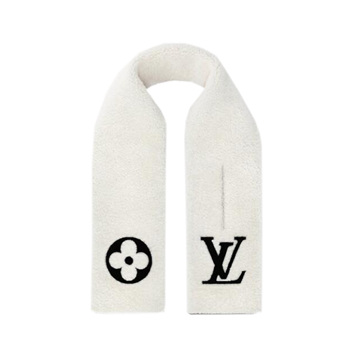 LOUIS VUITTON-M77054 루이비통 화이트/블랙 시어링 스카프