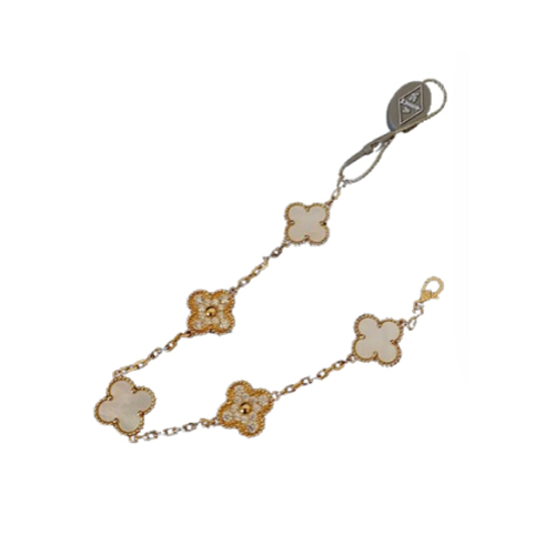 [스페셜오더]VAN CLEEF ARPELS-VCARO7 반클리프 옐로우 골드/화이트 다이아몬드 빈티지 알함브라 브레이슬릿