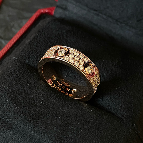 [스페셜오더]Cartier-N4210400 까르띠에 로즈 골드 파베 세팅 6 다이아몬드 클래식 LOVE 링