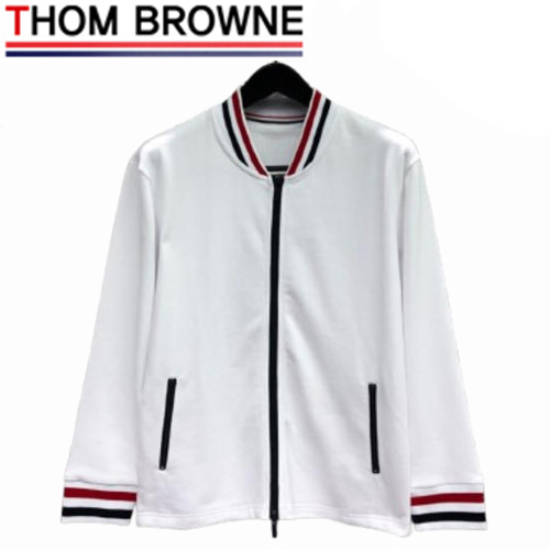 THOM BROWNE-08206 톰 브라운 화이트 스트라이프 장식 스웨트 재킷 남성용