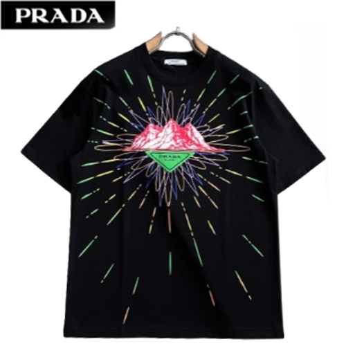 PRADA-06267 프라다 블랙 프린트 장식 티셔츠 남성용