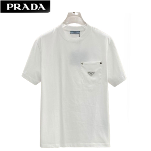 PRADA-03277 프라다 화이트 트라이앵글 로고 티셔츠 남여공용