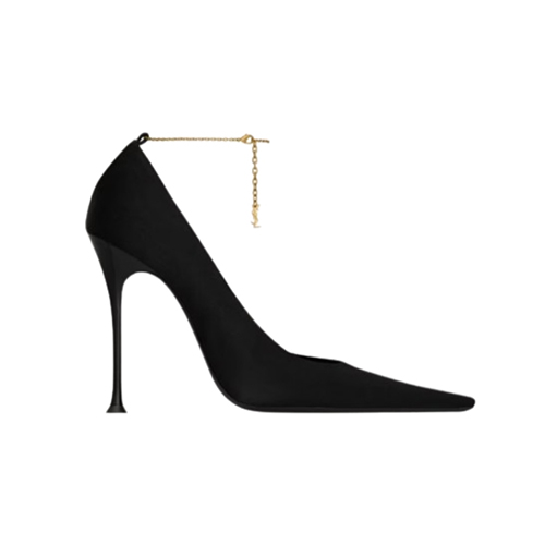 SAINT LAURENT-806021 생 로랑 블랙 새틴 크레이프 regine 펌프스